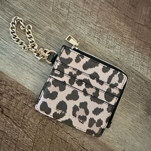 Poppy & Peonies Leopard Print Card Holder with Chain